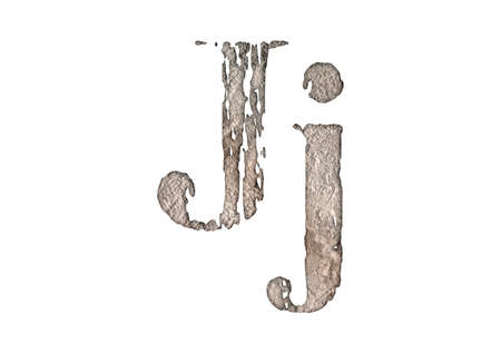 Ð¡aked sand letters.Grunge typeface.Uppercase and lowercase letters isolated on white background.の写真素材