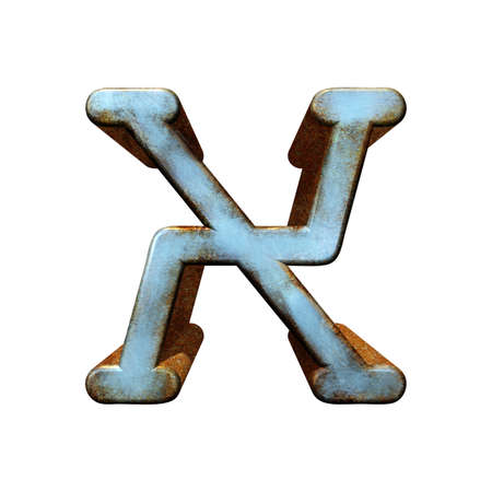 Old blue metallic letter.Rusty surface.3D illustration.Art font.の写真素材