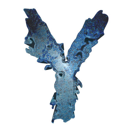 Grunge style blue stone letter.3D rendered illustration.の写真素材