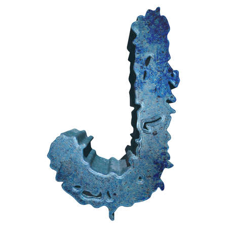Grunge style blue stone letter.3D rendered illustration.の写真素材