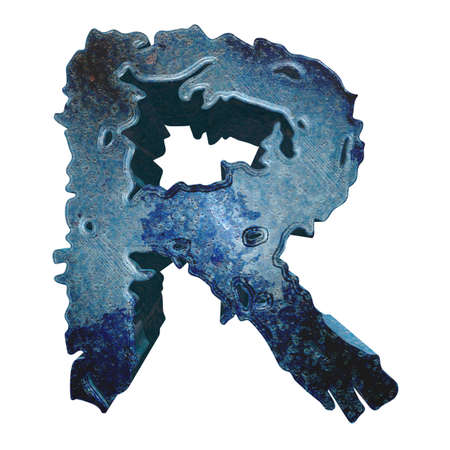 Grunge style blue stone letter.3D rendered illustration.の写真素材