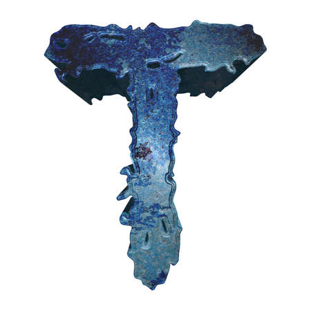 Grunge style blue stone letter.3D rendered illustration.の写真素材