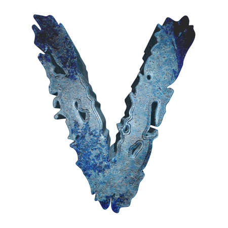 Grunge style blue stone letter.3D rendered illustration.の写真素材