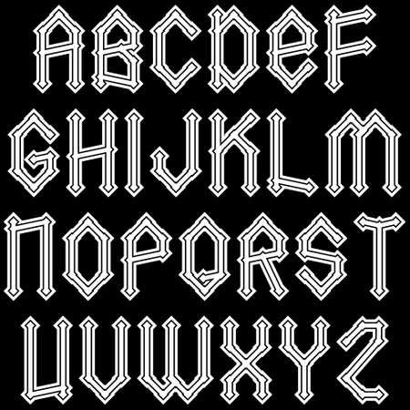 Modern gothic style typeset.White alphabet on black background.のイラスト素材