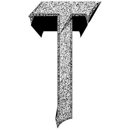 Coarse stone gothic style letter isolated on white background.のイラスト素材