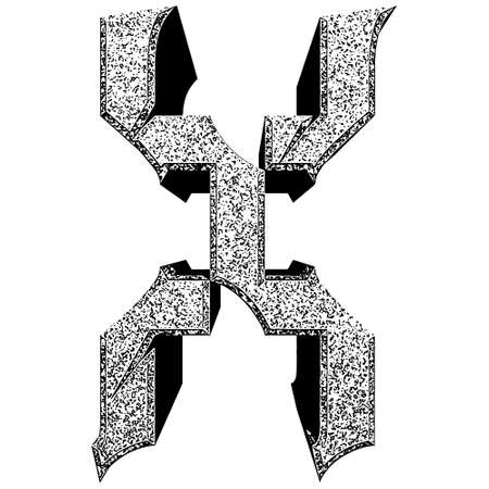 Coarse stone gothic style letter isolated on white background.のイラスト素材