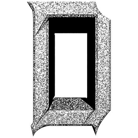 Coarse stone gothic style letter isolated on white background.のイラスト素材