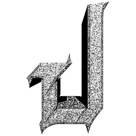 Coarse stone gothic style letter isolated on white background.のイラスト素材