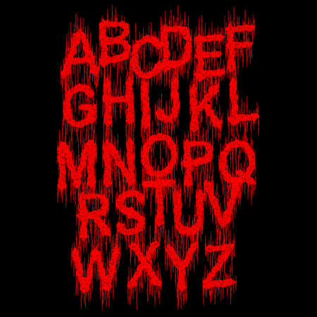 Metal music style typeset.Red alphabet on black background.のイラスト素材