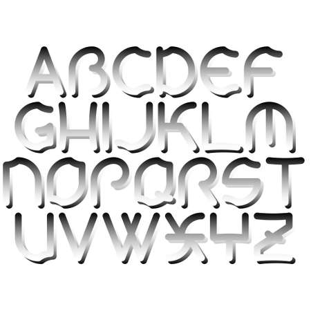 Decorative alphabet with gradient fill and shadow.Art font.のイラスト素材