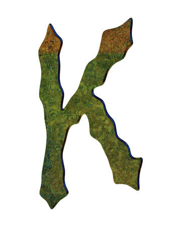 3D illustration.Rusty and oxidizing metal letter isolated on white background.Grunge font illustration.の写真素材