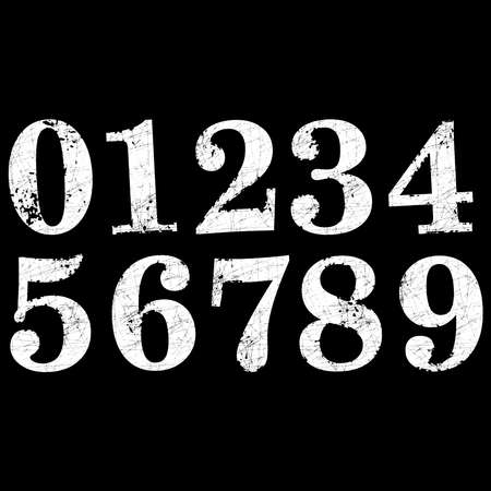 Vector scratched numbers set.Grunge style font.のイラスト素材