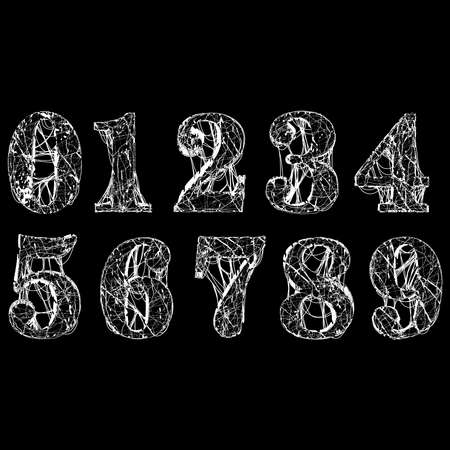 Vector distressed numbers set. Grunge style font.のイラスト素材