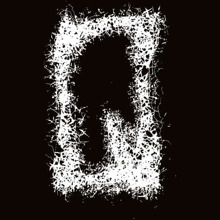 White paint splashes and drops letter. Art font on black background.のイラスト素材