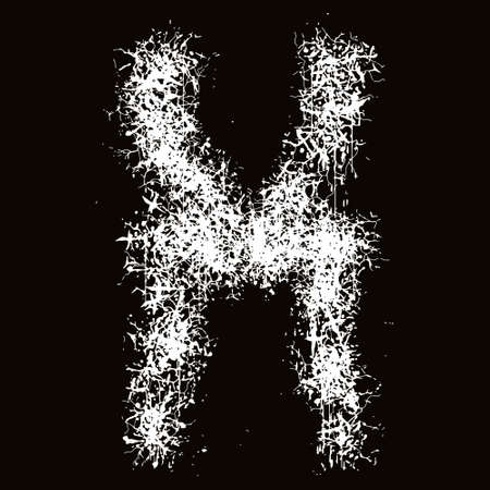 White paint splashes and drops letter. Art font on black background.のイラスト素材