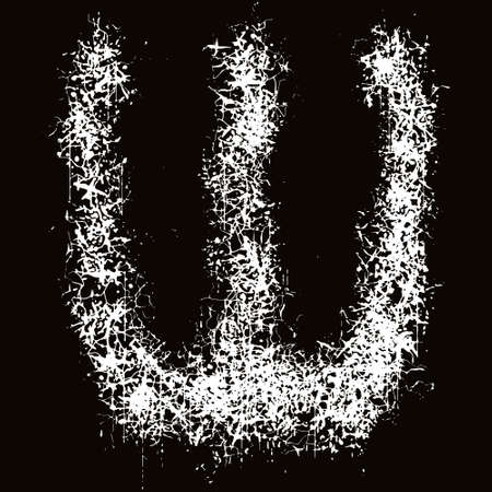 White paint splashes and drops letter. Art font on black background.のイラスト素材