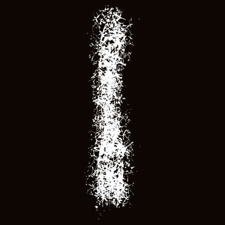 White paint splashes and drops letter. Art font on black background.のイラスト素材