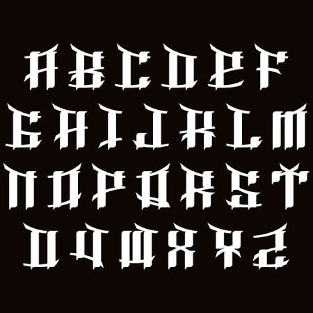 Modern gothic decorative alphabet.Art font.Vector illustration.のイラスト素材