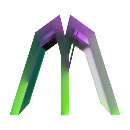 3D rendering.Colorful geometric letter isolated on white background.Art font.の写真素材