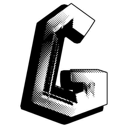 Halftone style art font. Decorative letter isolated on white background.のイラスト素材