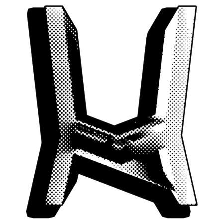 Halftone style art font. Decorative letter isolated on white background.のイラスト素材