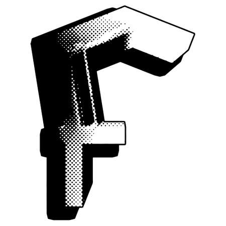 Halftone style art font. Decorative letter isolated on white background.のイラスト素材