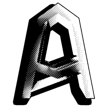 Halftone style art font. Decorative letter isolated on white background.のイラスト素材