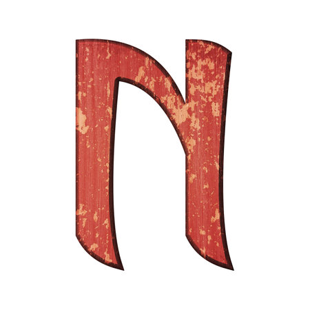 3D rendered illustration.Decorative wooden letter.Custom font.の写真素材