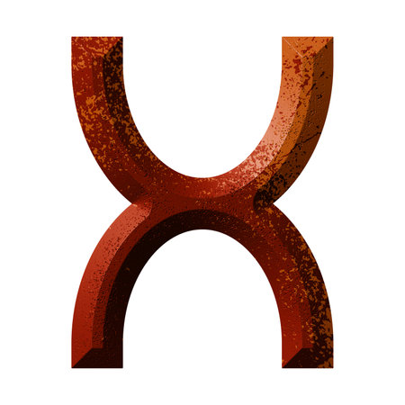 3D rendered illustration.Beveled stone letter.Custom art font.の写真素材