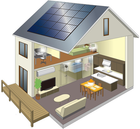 Home solar power  Japanese style の写真素材