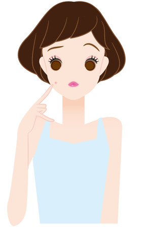 Acne, cheek, womanの写真素材