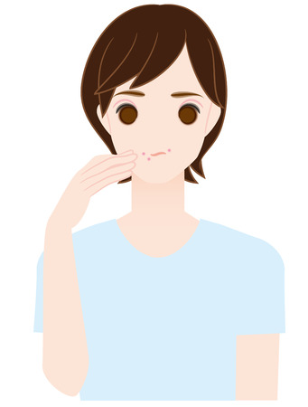 Around acne, mouth, manの写真素材