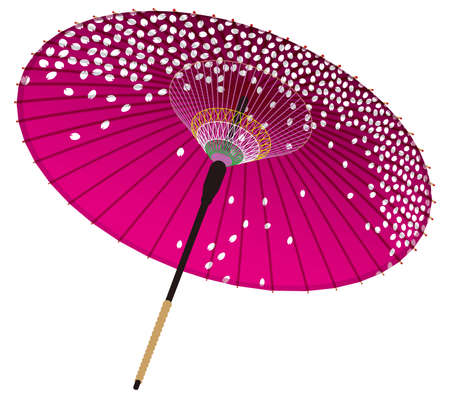 Japanese umbrella  Cherry blossom petalsのイラスト素材