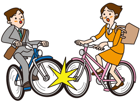 Accident of the bicycling, youth, elderly personの写真素材