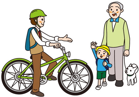 The attention, bicycle, mutual concessionsの写真素材