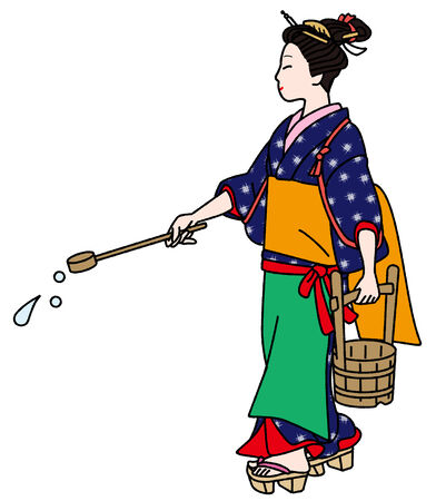 Japanese old  Townspeople  Women  Woman watering の写真素材