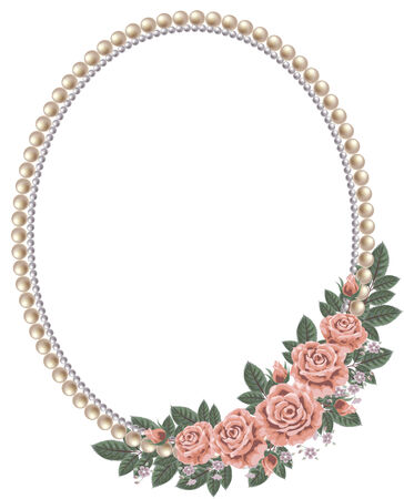 Frame and pearl roseの写真素材