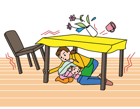 Earthquake  How to protect yourself , Japanese styleの写真素材