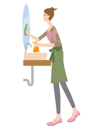 Women to clean  Washstand の写真素材