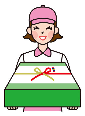 Gift  Home delivery  Delivery womanの写真素材