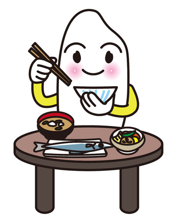 Japan s traditional cooking Rice  Character  mascot の写真素材