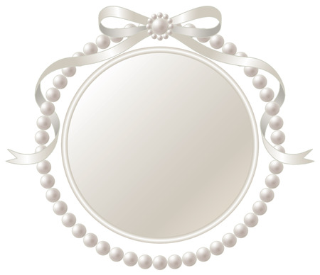Frame and pearl ribbon of silverのイラスト素材