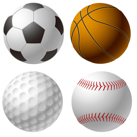 Sports balls. Soccer ball. Basketball. Golf ball. Baseball ballのイラスト素材