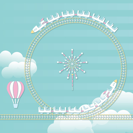 Amusement park playground equipment. Roller coasterのイラスト素材