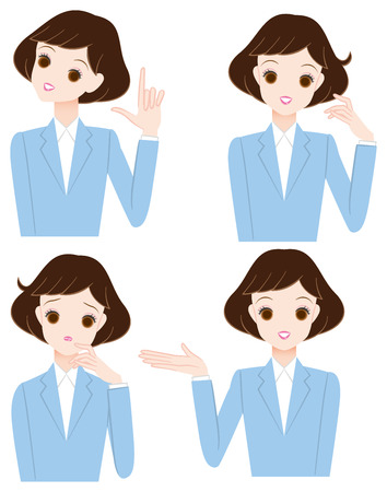 Young woman of facial expression and poseのイラスト素材