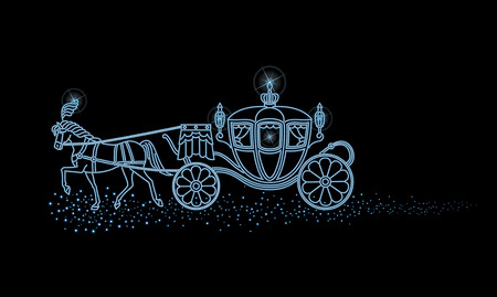 Illumination of the horse-drawn carriage and the night skyのイラスト素材