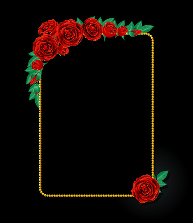 Crimson rose and gold frameのイラスト素材