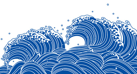 Blue wave, Japanese styleのイラスト素材