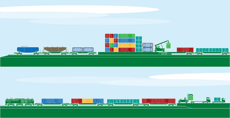 Container freight vehicles and logisticsのイラスト素材