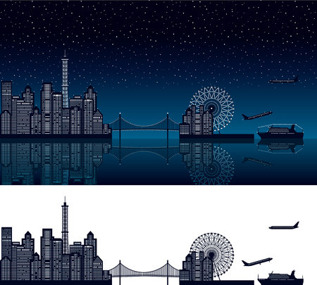 Gulf city. Night view.のイラスト素材